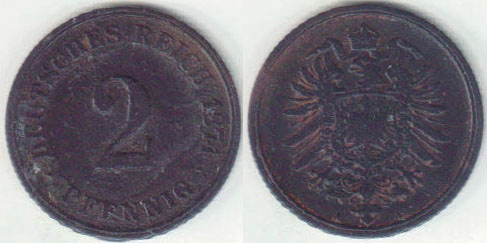 1874 A Germany 2 Pfennig A008348